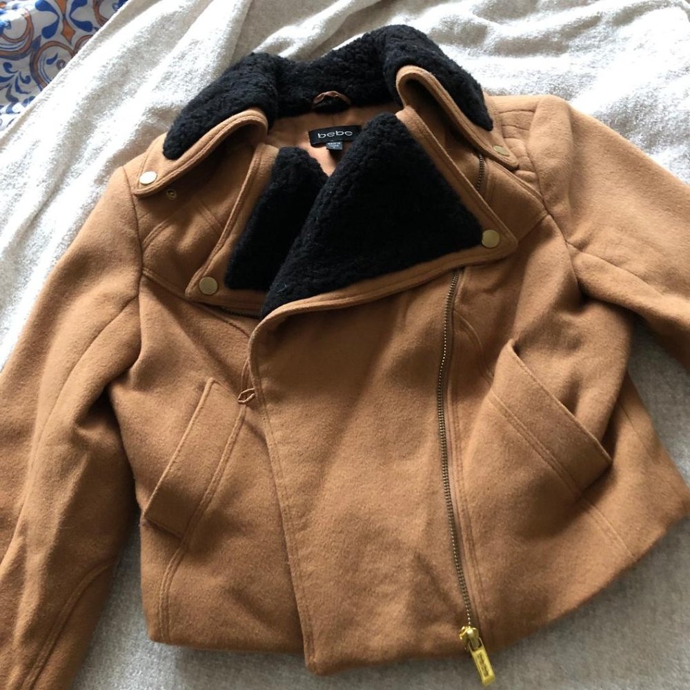 BEBE Wool Cropped Moto Jacket (Vintage) - Picture 1 of 7